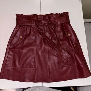 Maroon/Burgundy Zara Faux Leather Wrap Around Skirt